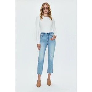 Pistola Denim High Rise Classic Straight Ankle Light Blue Jeans - 24 inch